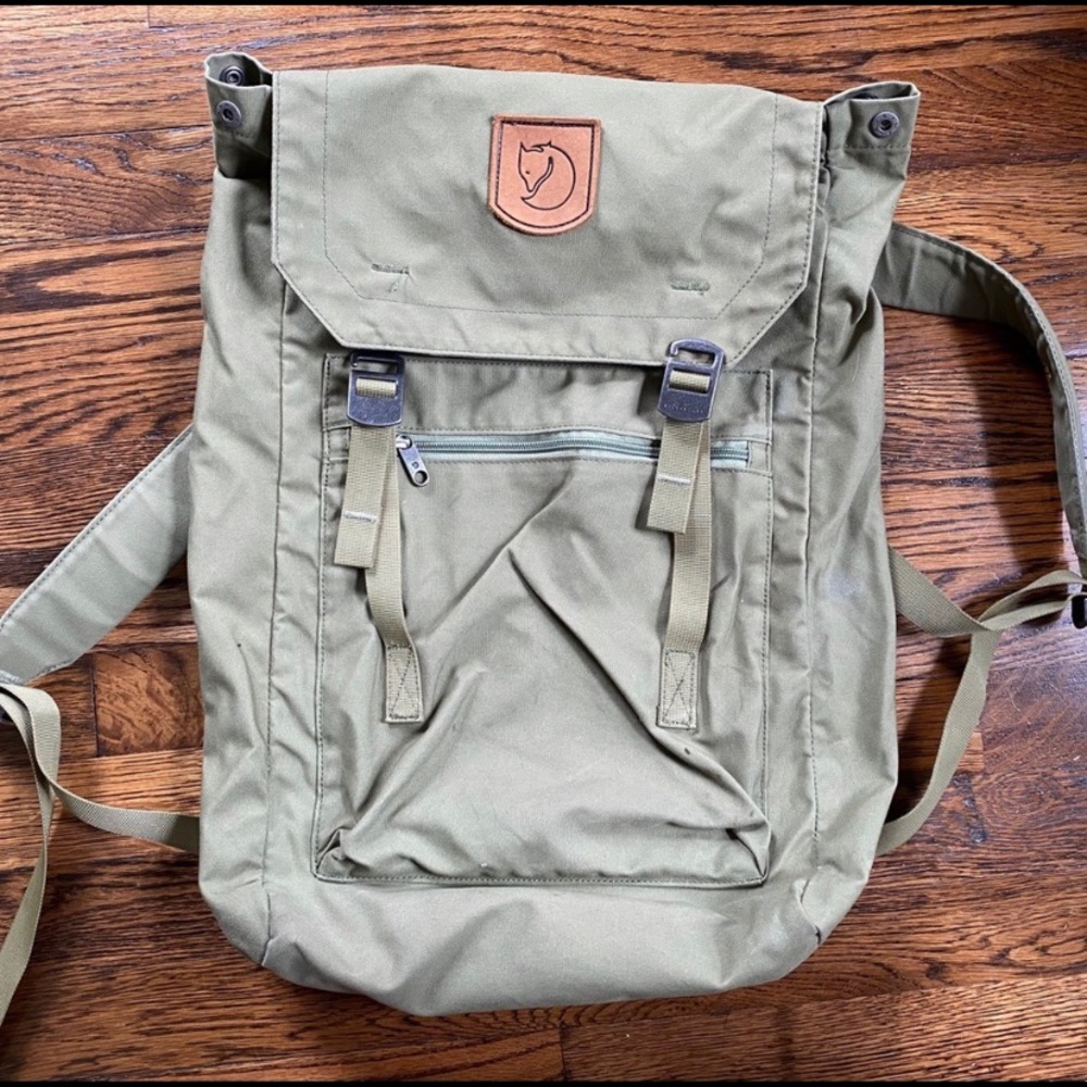 Olive green Fjallraven backpack
